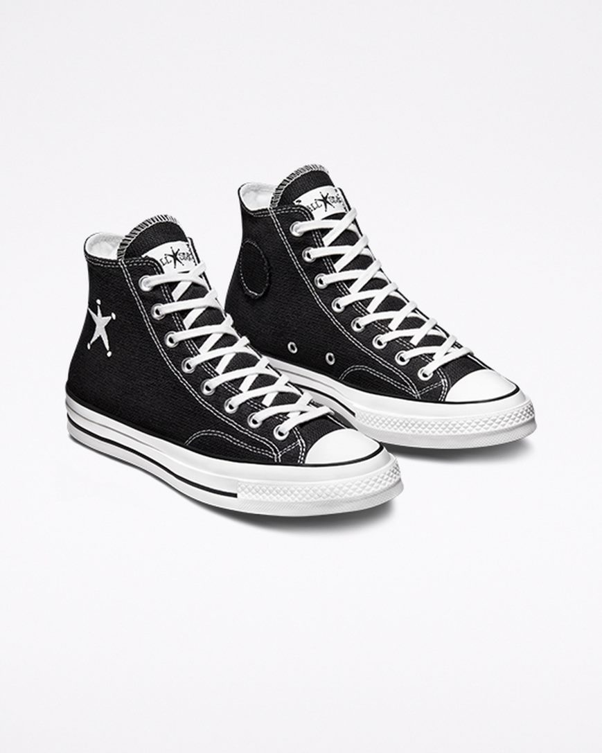 Dámské Boty Vysoké Converse x Stüssy Chuck 70 Černé Bílé Černé | CZ NW31B96